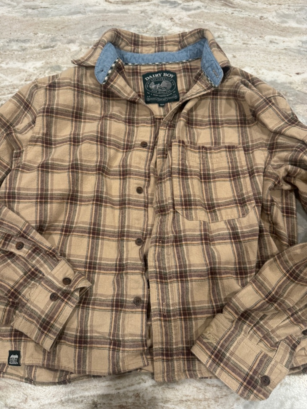 Dairy Boy Tan Plaid Button-Up Shirt